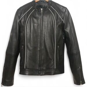Unisex Black Leather Jacket